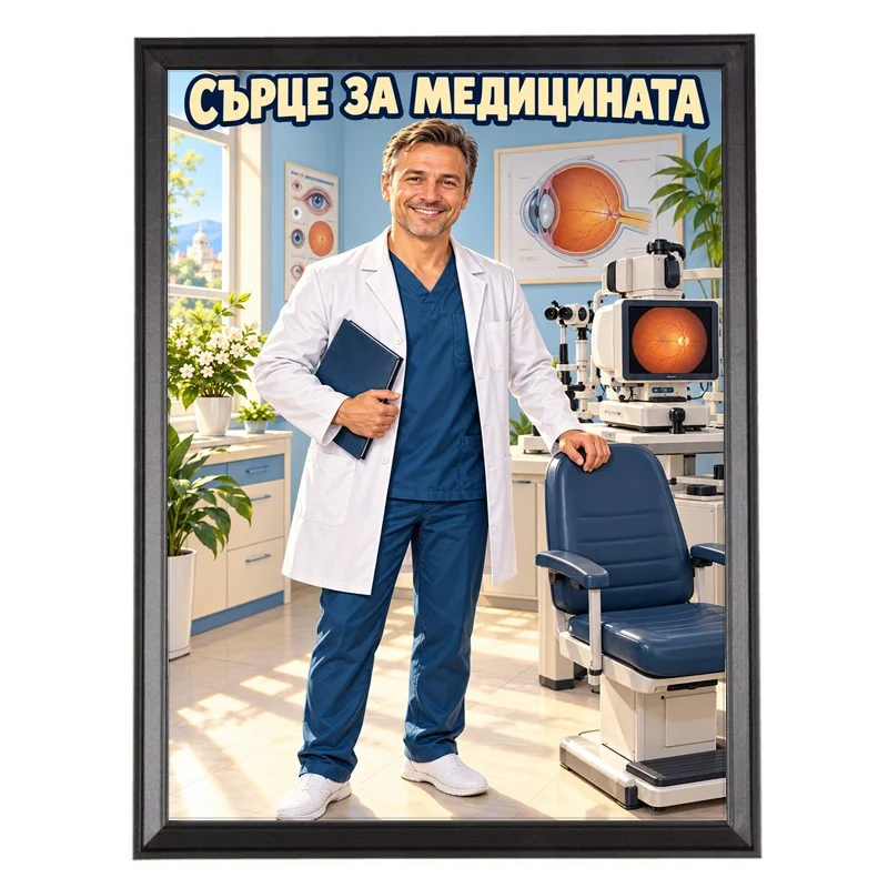 Карикатура Очен Лекар Офталмолог - Сърце за Медицината