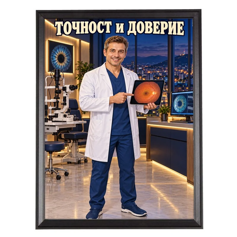 Карикатура Очен Лекар Офталмолог - Точност и Доверие