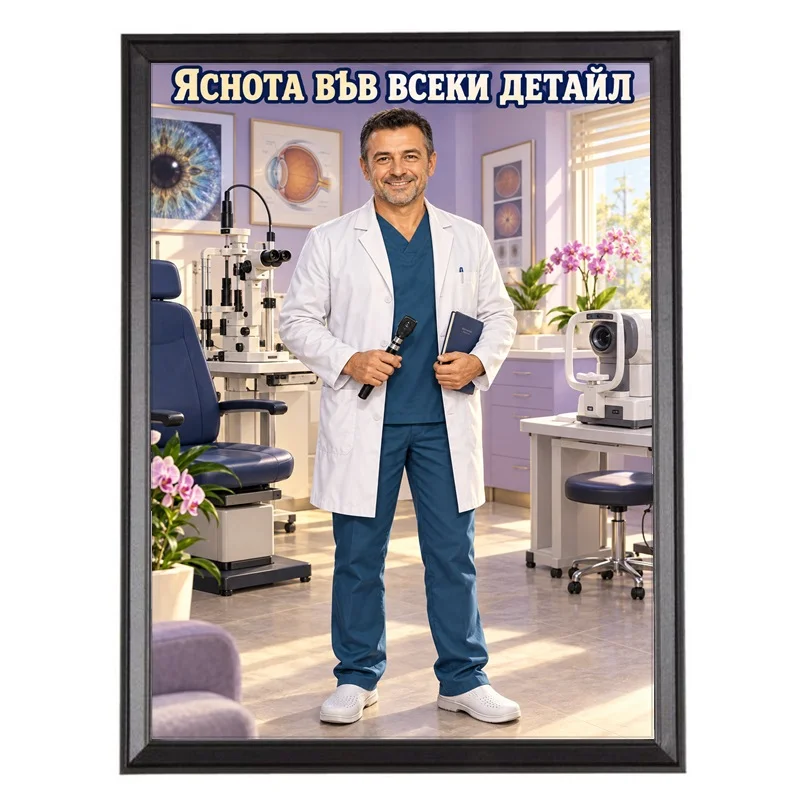 Карикатура Очен Лекар Офталмолог - Яснота във Всеки Детайл