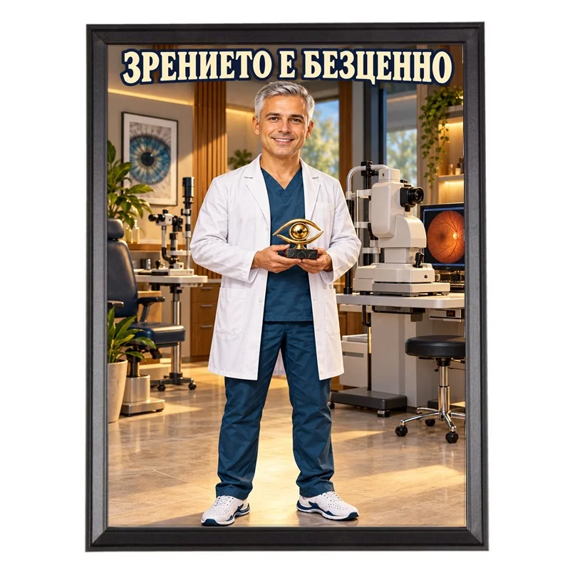 Карикатура Очен Лекар Офталмолог - Зрението е Безценно