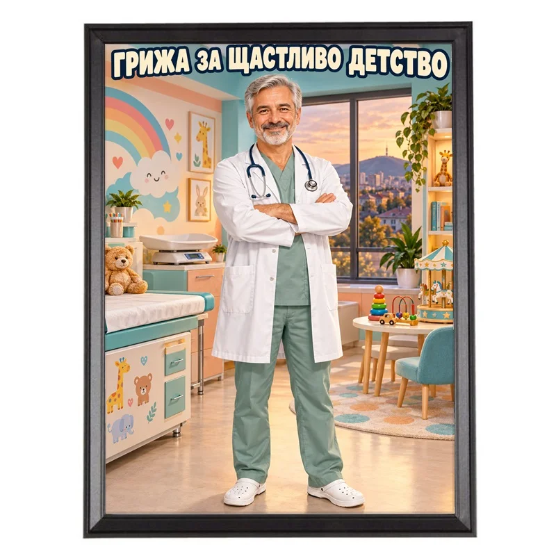 Карикатура по Снимка за Педиатър - Грижа за Щастливо Детство