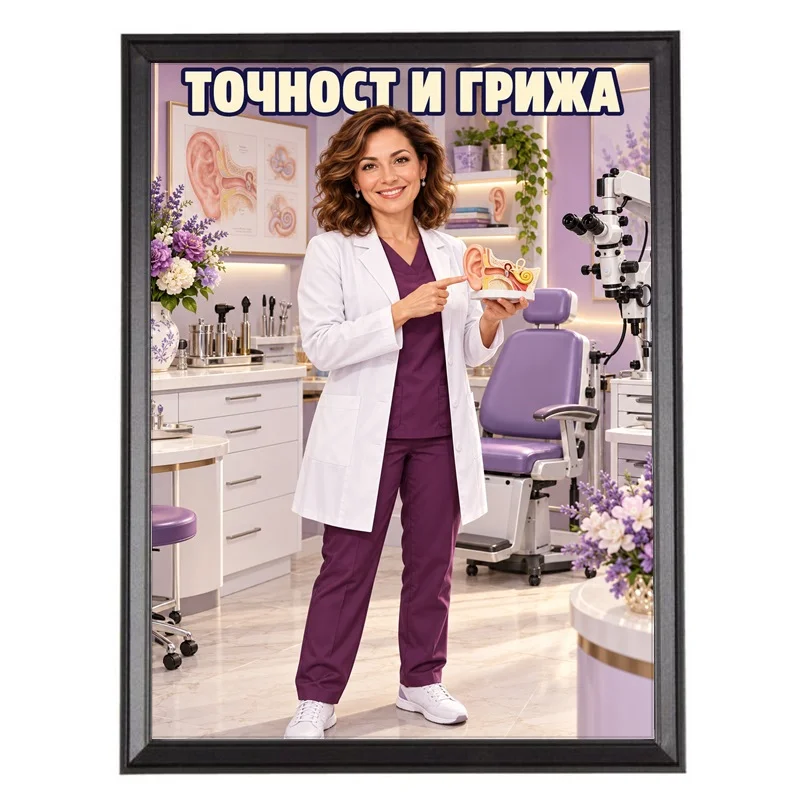 Карикатура по Снимка за УНГ Докторка - Точност и Грижа