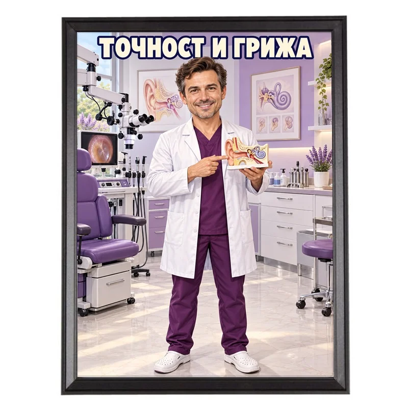 Карикатура по Снимка за УНГ Специалист - Точност и Грижа