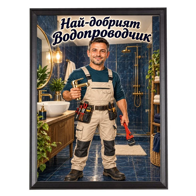 Карикатура със Златна Батерия - Най-добрият Водопроводчик