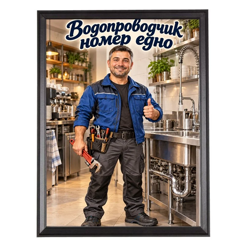 Подарък за ВиК Майстор - Карикатура Водопроводчик Номер Едно