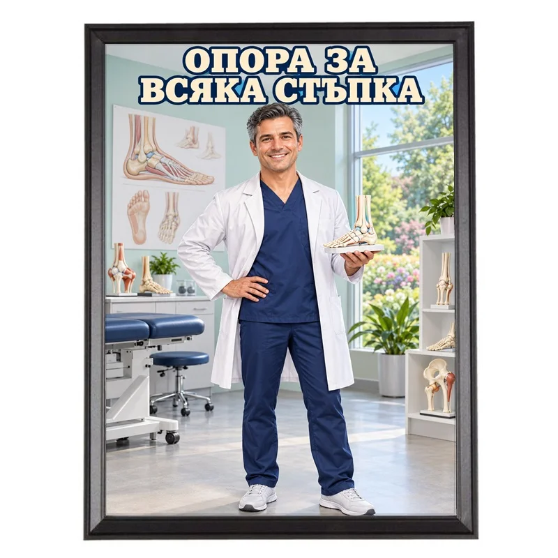 Карикатура Ортопед със Стъпало - Опора за Всяка Стъпка