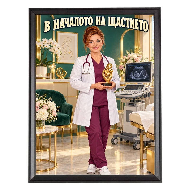 Карикатура Подарък за Жена Акушер - В Началото на Щастието