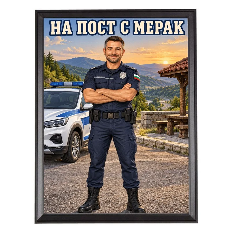 Карикатура за Полицай при Залез - На Пост с Мерак