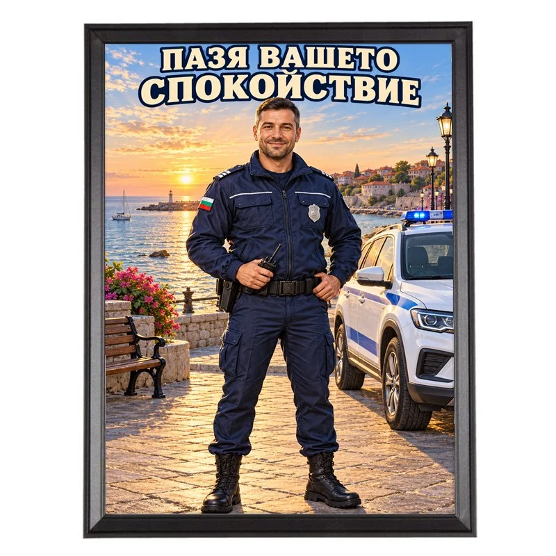 Карикатура за Полицай на Морето - Пазя Вашето Спокойствие