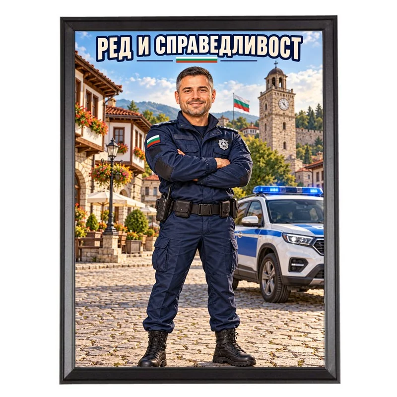 Карикатура Полицай в Стария Град - Ред и Справедливост