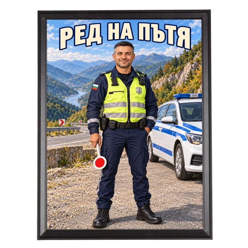 Карикатура за Пътен Полицай - Ред на Пътя