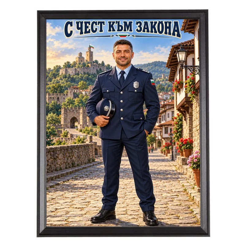 Карикатура за Полицай с Вратовръзка - С Чест към Закона
