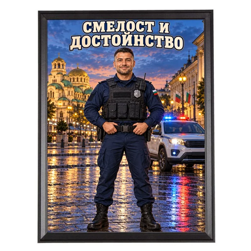 Карикатура за Полицай Нощем - Смелост и Достойнство