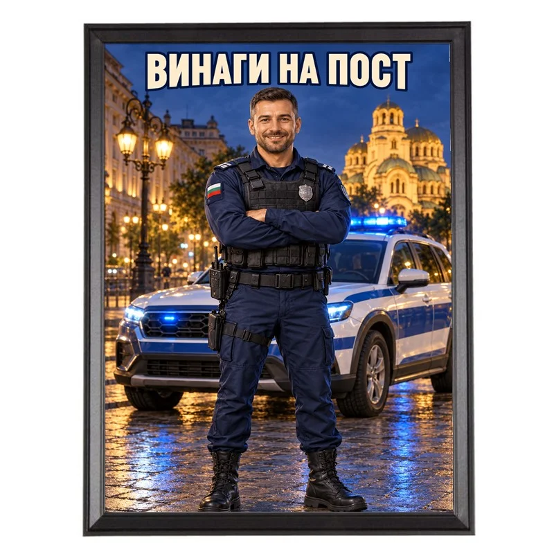 Карикатура за Полицай Нощна Смяна - Винаги на Пост