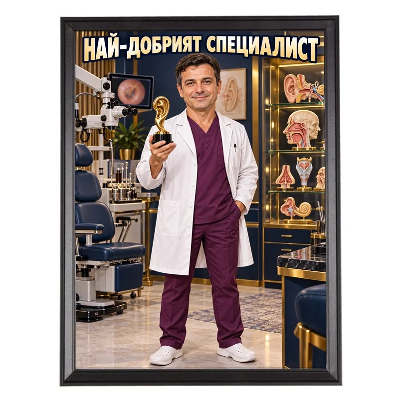 Карикатура с Награда за Отоларинголог - Най-добрият Специалист