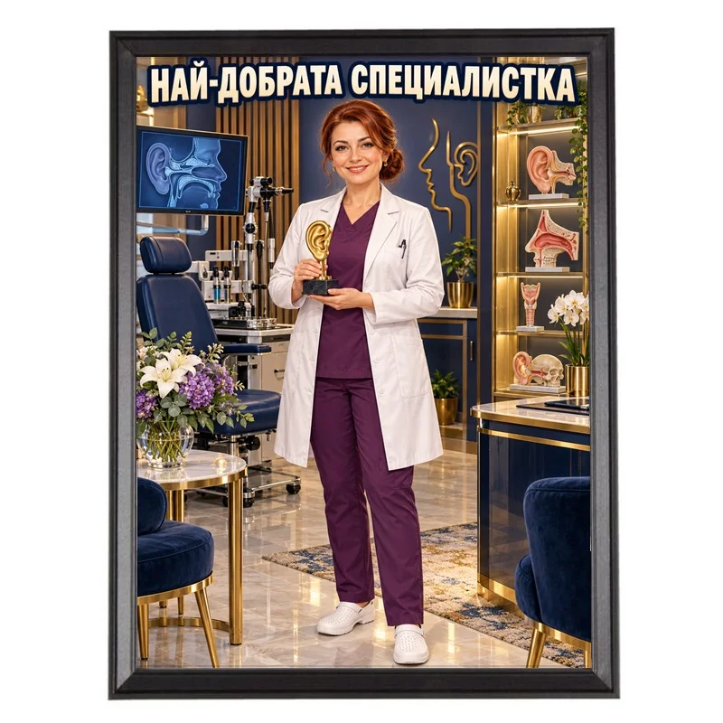 Карикатура с Награда за Жена Отоларинголог - Най-добрата Специалистка