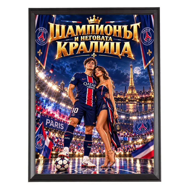 Карикатура Шампионът и Неговата Кралица - ПСЖ