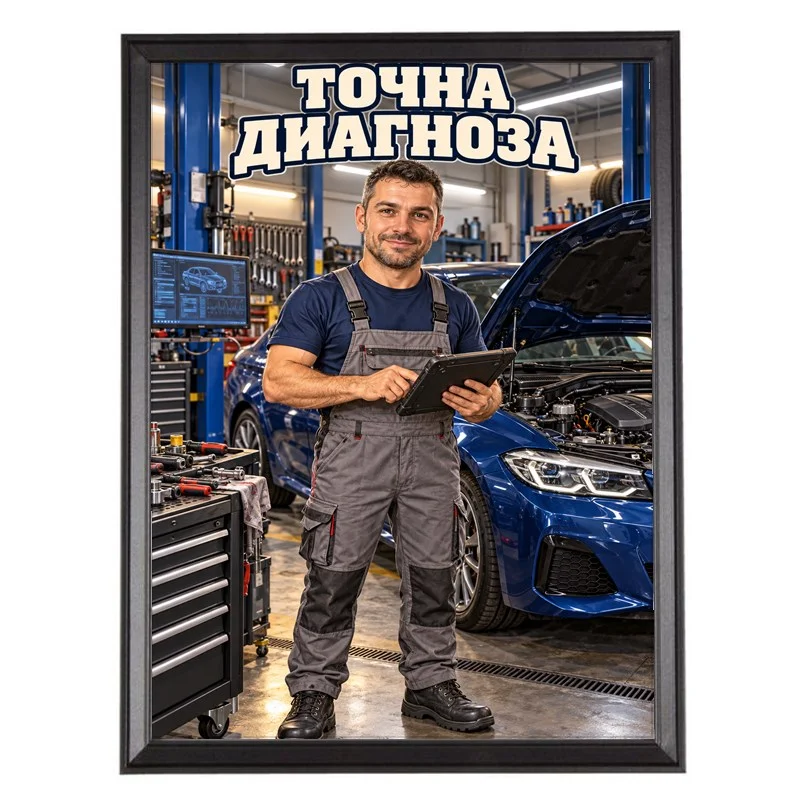 Карикатура за Автодиагностик с Таблет - Точна Диагноза