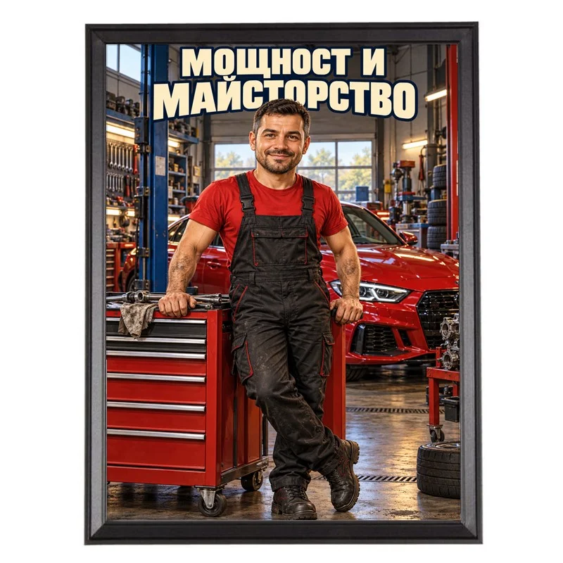Подарък за Автомонтьор - Карикатура Мощност и Майсторство