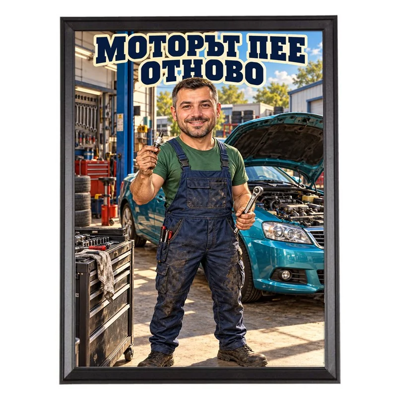 Карикатура за Автомонтьор - Моторът Пее Отново