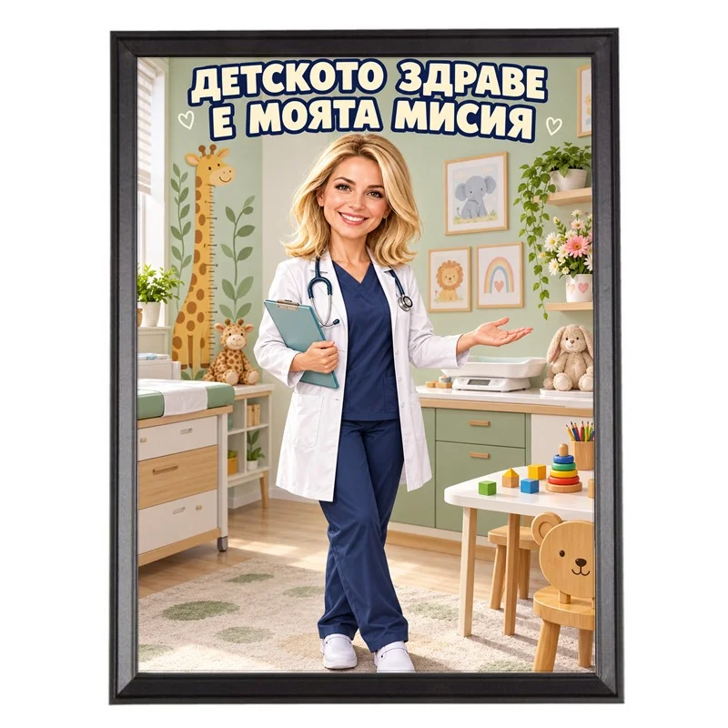 Карикатура за Детска Лекарка - Детското Здраве е Моята Мисия