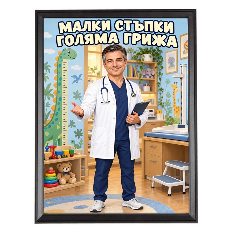 Карикатура за Детски Лекар - Малки Стъпки, Голяма Грижа