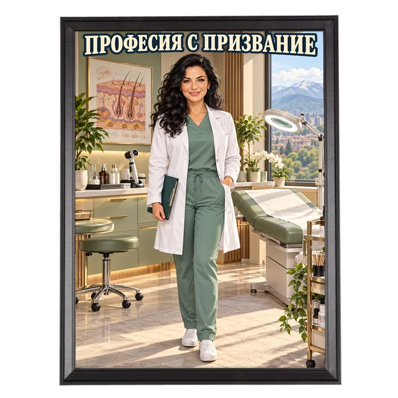 Карикатура за Доктор Дерматолог Жена - Професия с Призвание
