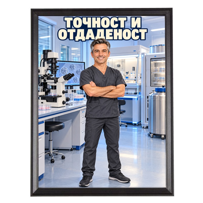 Карикатура за Ембриолог Мъж - Точност и Отдаденост