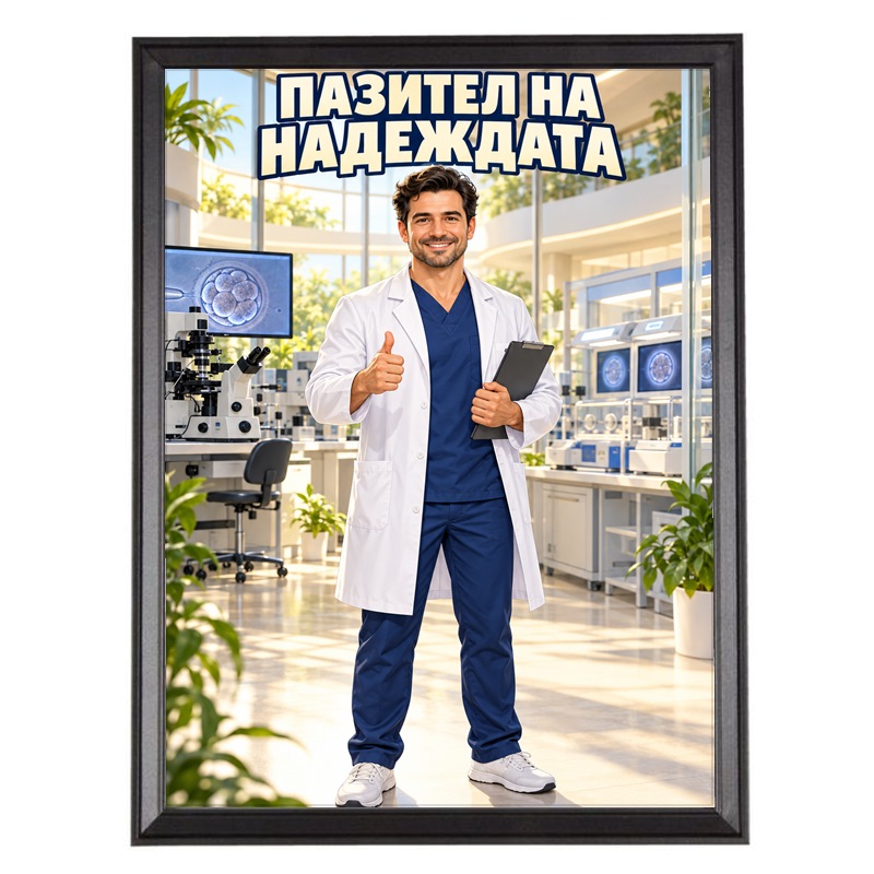 Карикатура за Ембриолог с Папка - Пазител на Надеждата