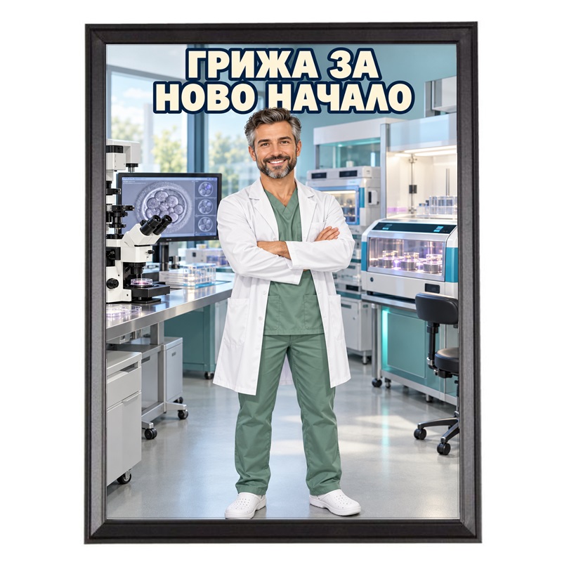 Карикатура за Ембриолог в Лаборатория - Грижа за Ново Начало