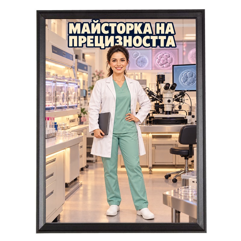 Карикатура Ембриоложка с Таблет - Майсторка на Прецизността