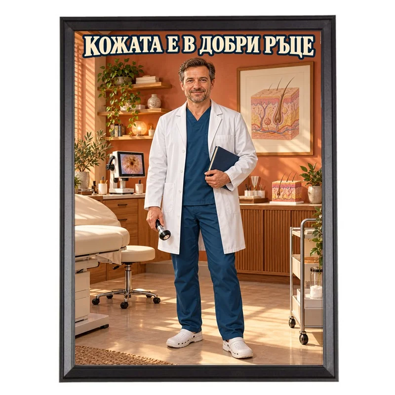Карикатура за Лекар Дерматолог - Кожата е в Добри Ръце