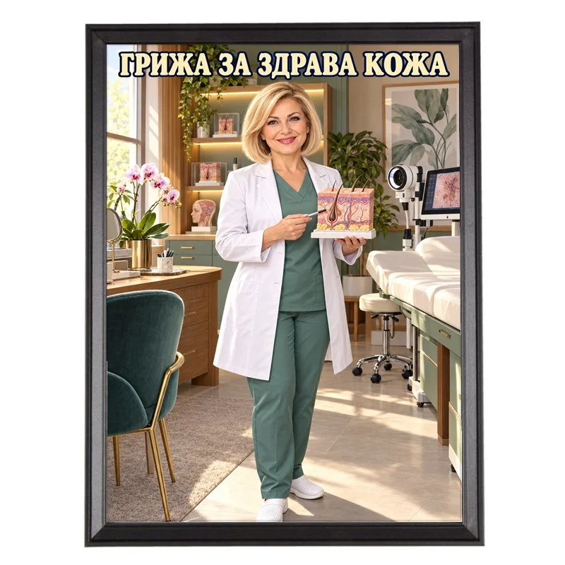Карикатура за Лекарка Дерматолог - Грижа за Здрава Кожа