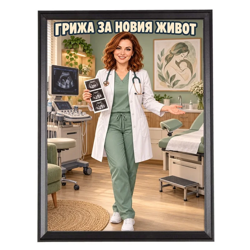Карикатура за Лекарка Гинеколог - Грижа за Новия Живот