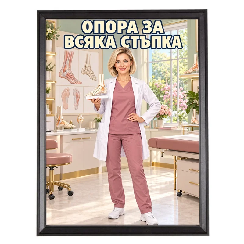 Карикатура за Лекарка Ортопед - Опора за Всяка Стъпка
