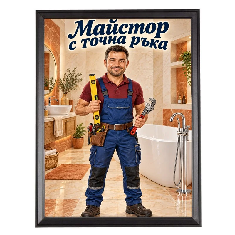 Карикатура за Майстор на Бани - Майстор с Точна Ръка