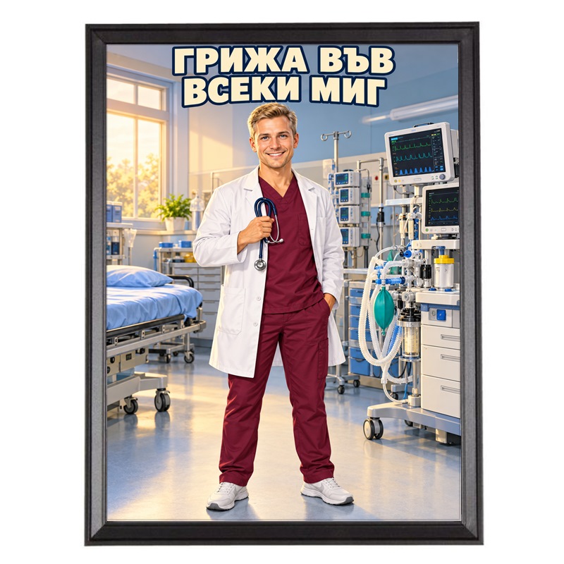 Карикатура за Мъж Анестезиолог - Грижа във Всеки Миг