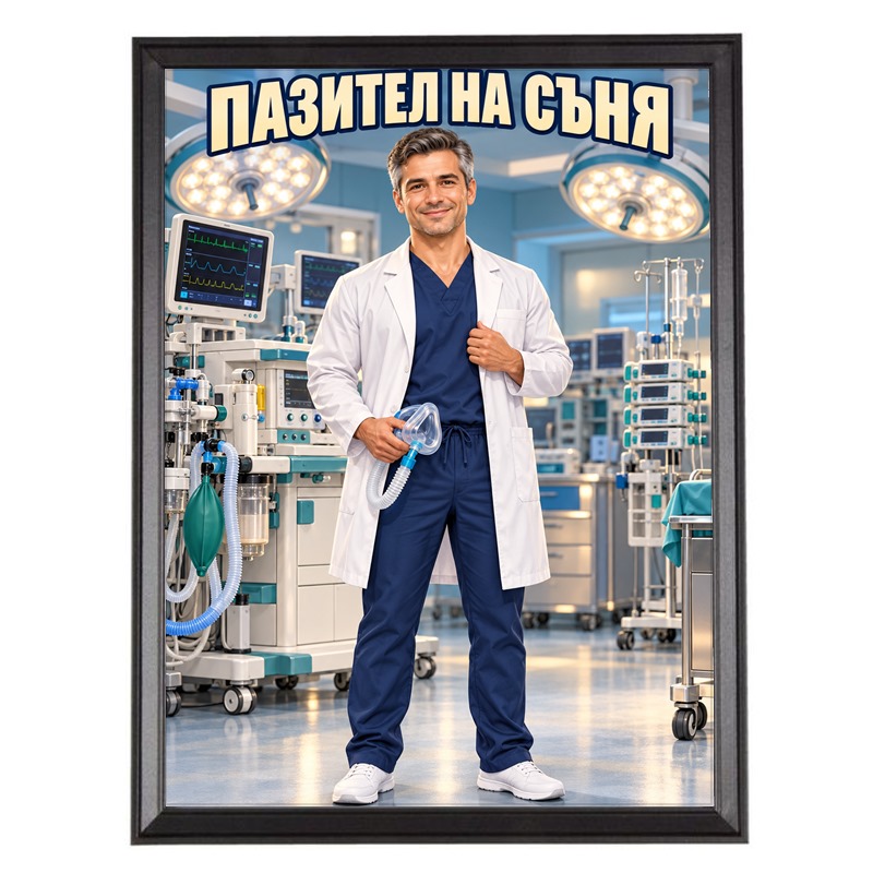 Карикатура за Мъж Анестезиолог - Пазител на Съня
