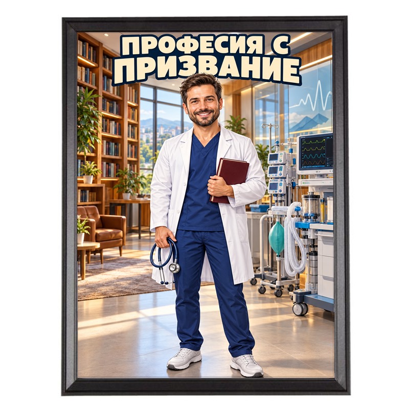 Карикатура за Мъж Анестезиолог - Професия с Призвание