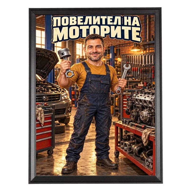 Карикатура за Моторист Механик - Повелител на Моторите