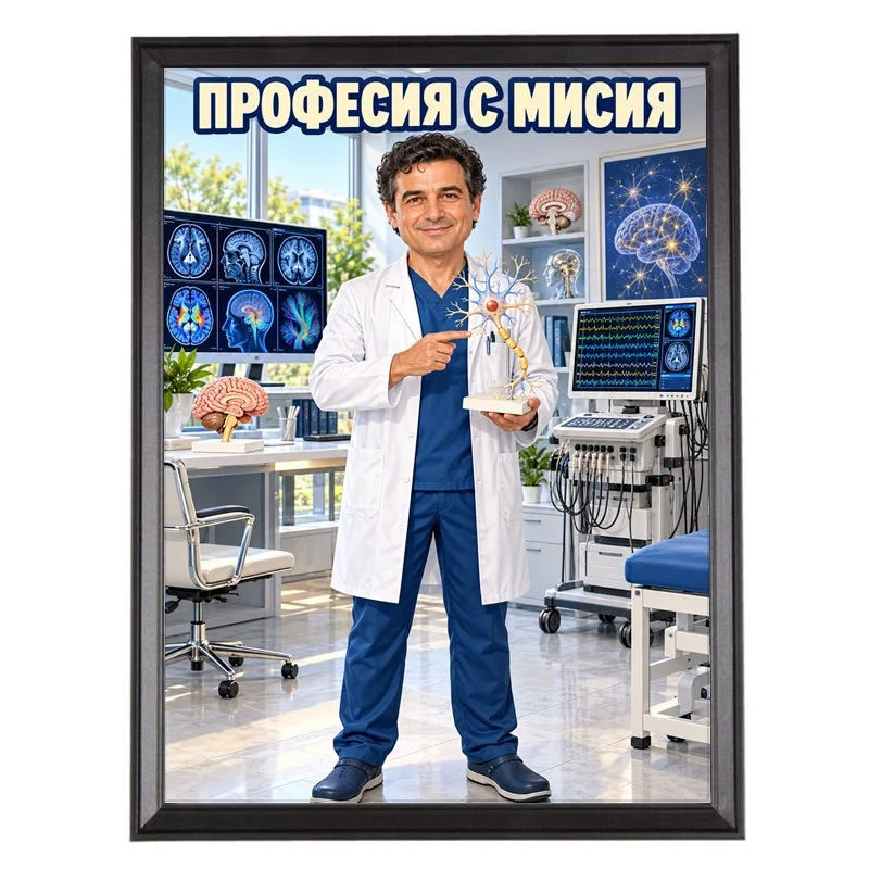 Карикатура за Невролог с Неврон - Професия с Мисия