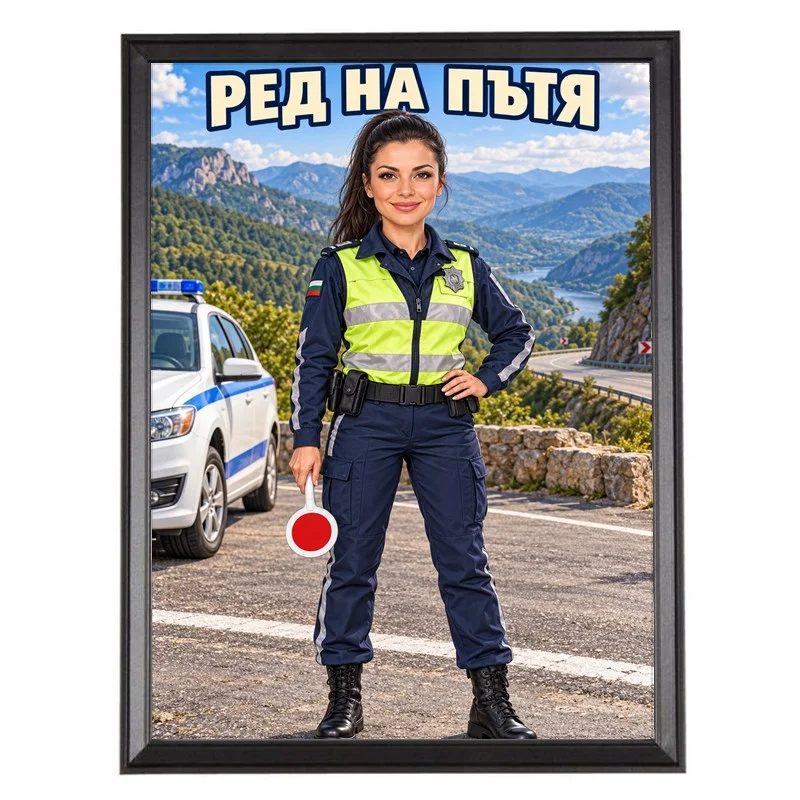 Карикатура за Пътна Полицайка - Ред на Пътя
