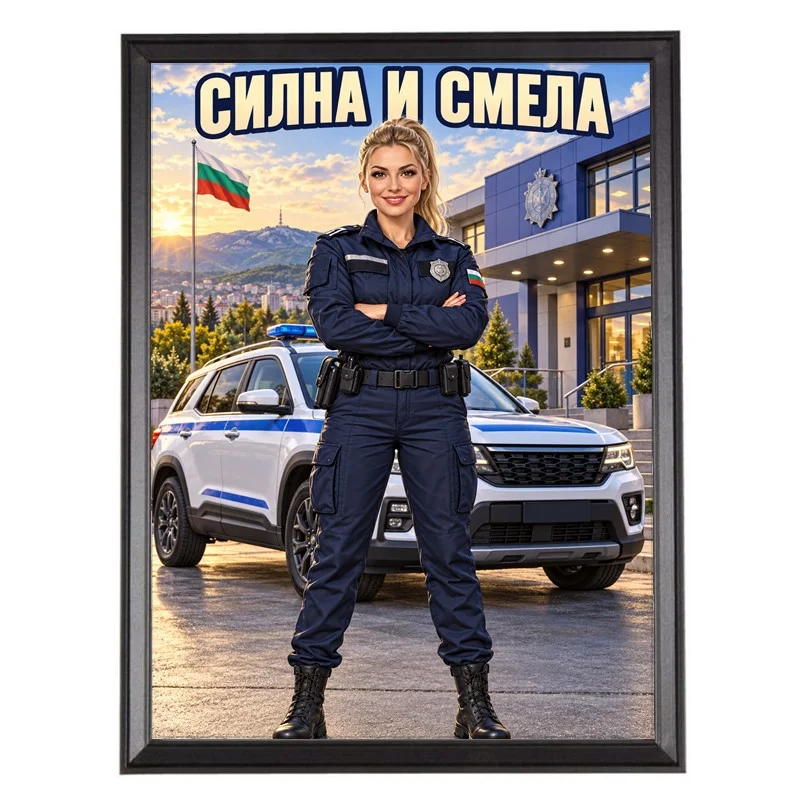 Карикатура за Жена Полицай - Силна и Смела