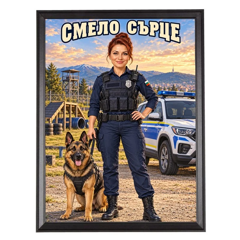 Карикатура за Полицайка Кинолог - Смело Сърце