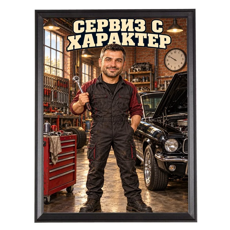 Карикатура за Собственик на Автосервиз - Сервиз с Характер