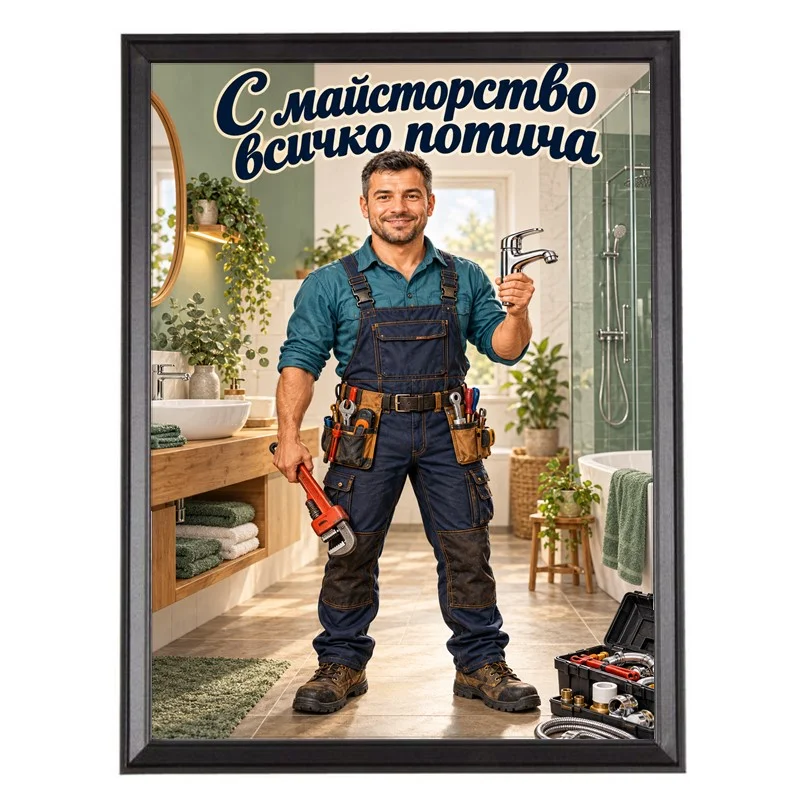 Карикатура за Водопроводчик - С Майсторство Всичко Потича