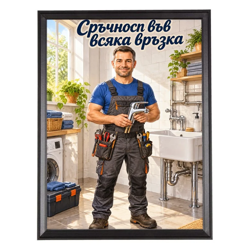 Карикатура ВиК Монтажник - Сръчност във Всяка Връзка