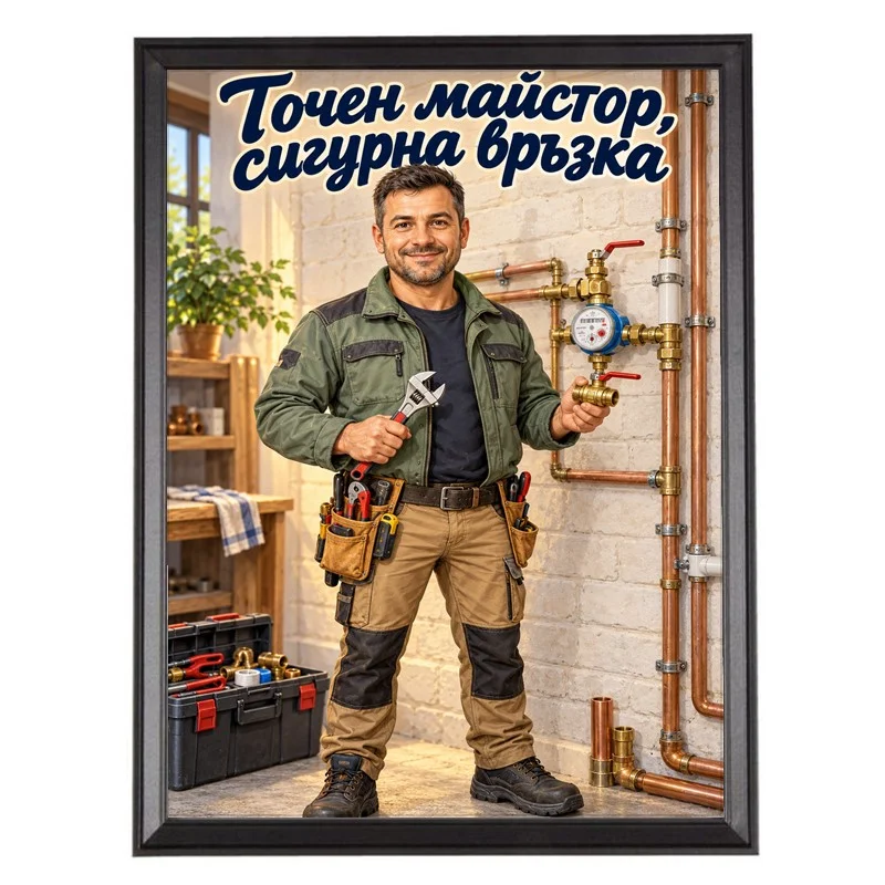 Карикатура с Водомер - Точен Майстор, Сигурна Връзка