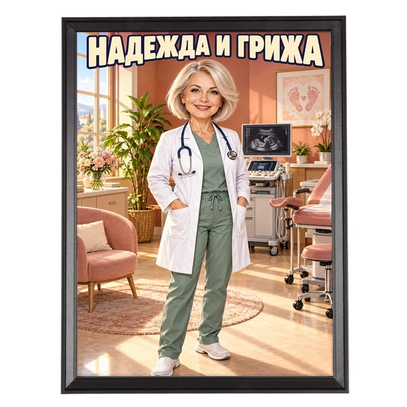 Подарък за Жена Гинеколог - Карикатура Надежда и Грижа