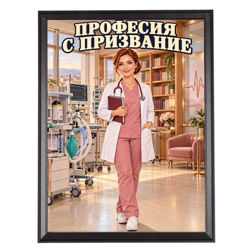 Карикатура за Жена Анестезиолог - Професия с Призвание